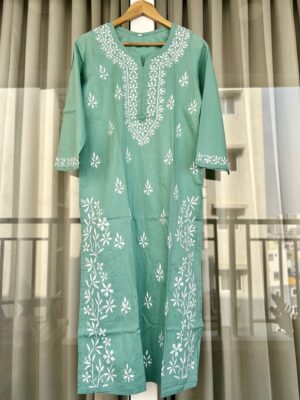 Chikankari Kurta - Sea Green