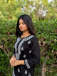 Chikankari Kurta - Black - Image 2