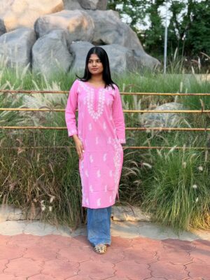 Chikankari Kurta - Light Pink
