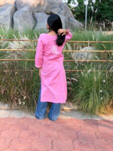 Chikankari Kurta - Light Pink - Image 3