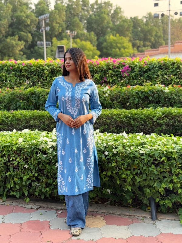 Chikankari Kurta - Sky Blue