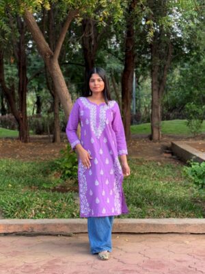 Chikankari Kurta - Purple