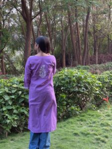 Chikankari Kurta - Purple - Image 3