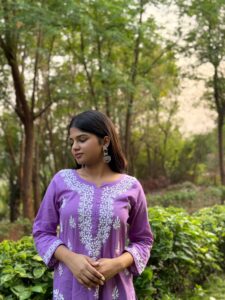 Chikankari Kurta - Purple - Image 2