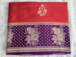 Banaras Raw Mango Saree - Red - Image 2