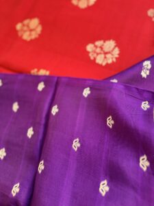 Banaras Raw Mango Saree - Red - Image 4