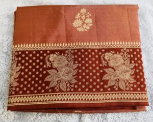 Banaras Raw Mango Saree - Terracotta Peach - Image 5